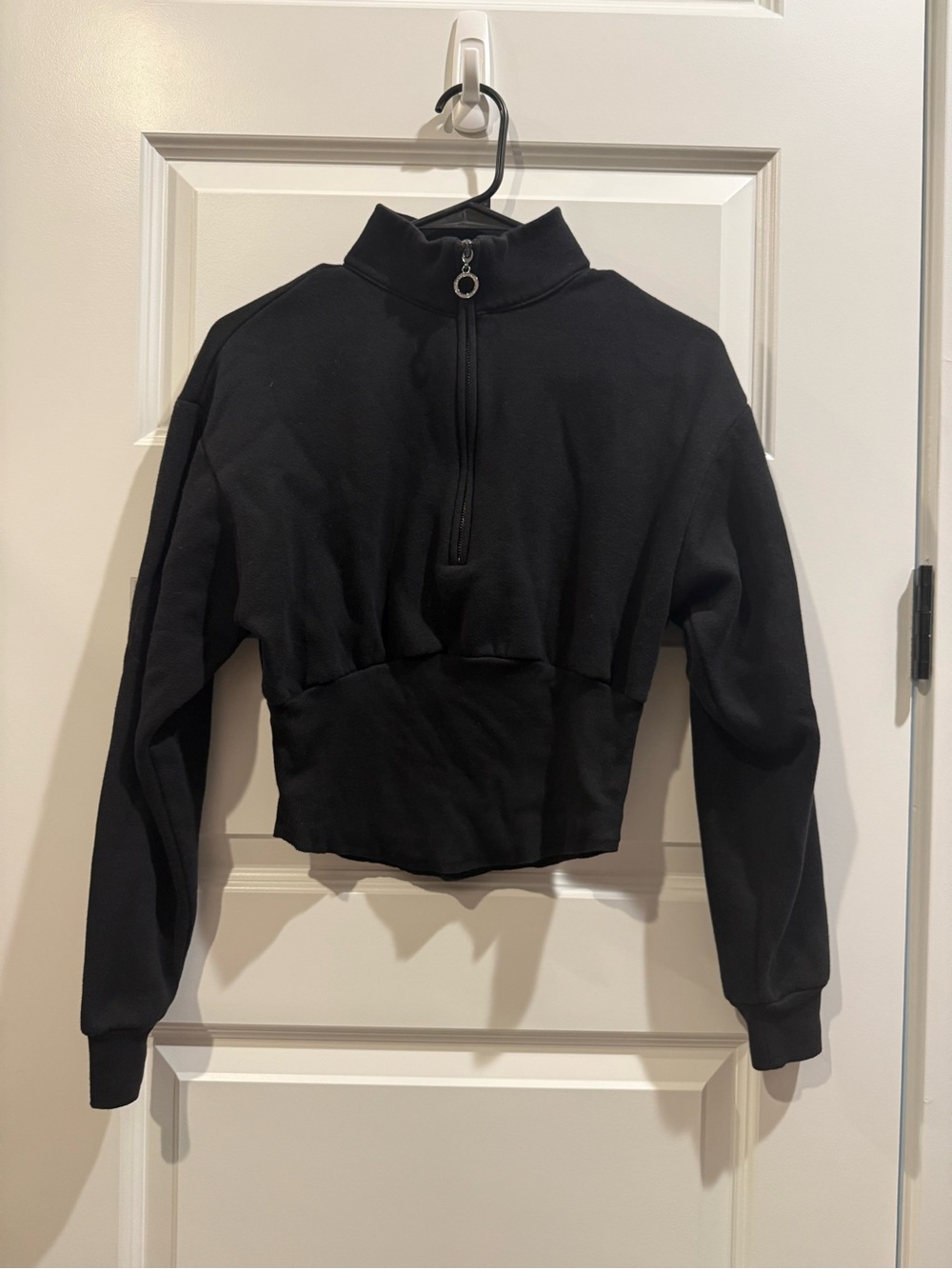 Victoria's Secret Black Cropped Half-Zip Turtleneck Sweater